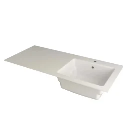 Lavabo in solid surface 141x63,8x1 cm SX arredo lavanderia Bianco opaco