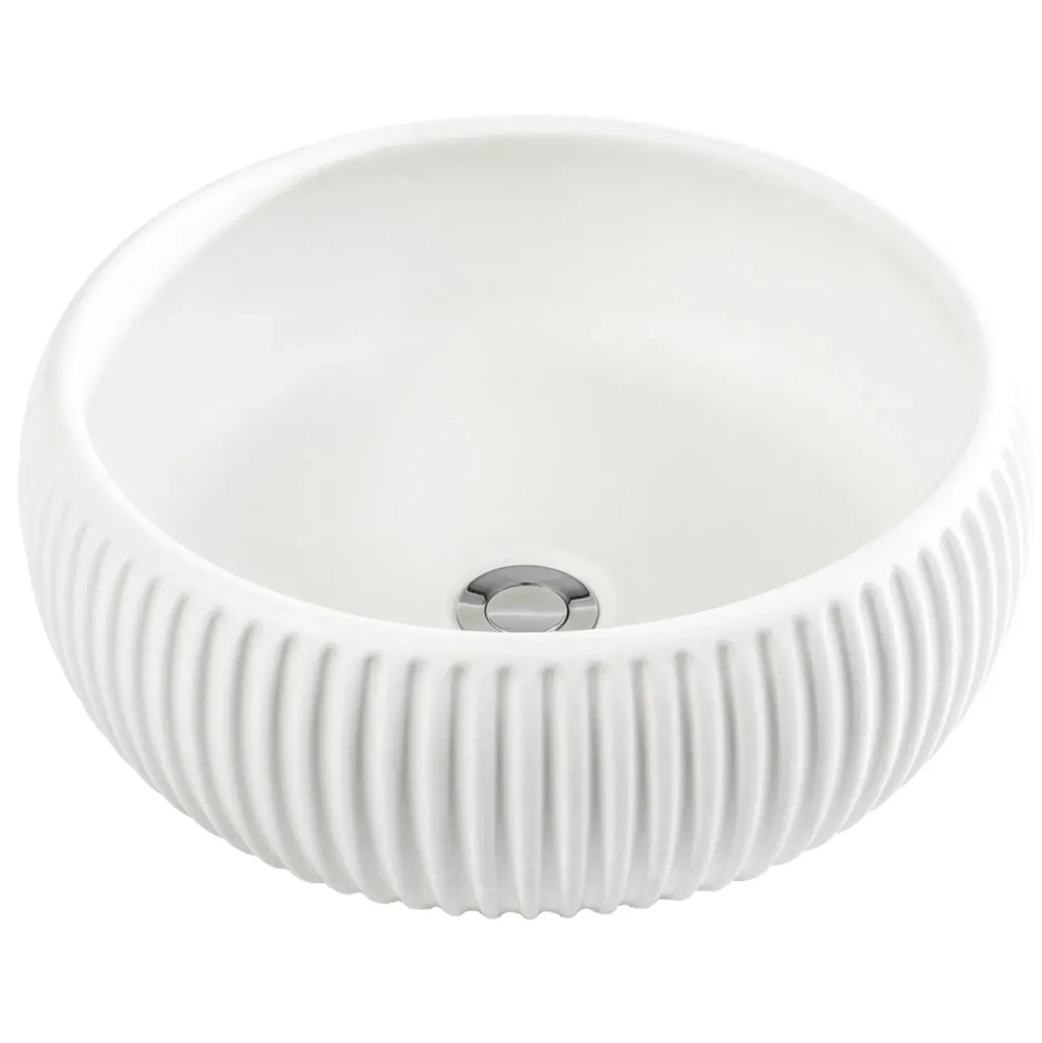Lavabo tondo da appoggio Plissè Ø 40 cm bianco sporco