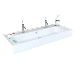 Lavabo unitop con 2 fori 120x46 cm mineralmarmo bianco