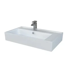 Lavabo unitop con 1 foro 80x46 cm mineralmarmo bianco