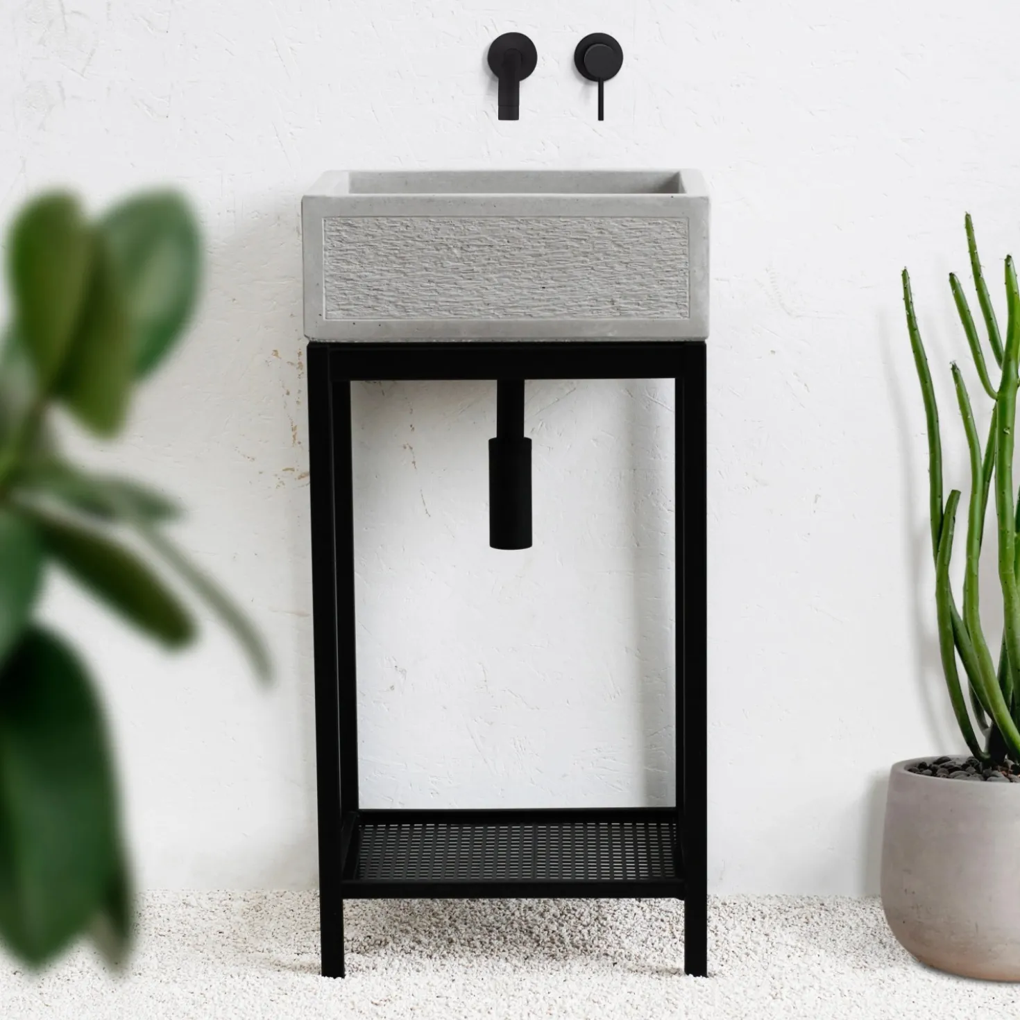 Lavandino da esterno con supporto Stoccarda in cemento grigio 45x35x16 cm