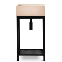 Lavandino da esterno con supporto in cemento rosa 91x45x35 cm