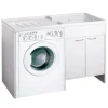Lavatoio con coprilavatrice in pvc con vasca a destra bianco 124x60 cm