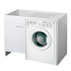 Lavatoio con coprilavatrice con vasca a sinistra bianco 109x60 cm