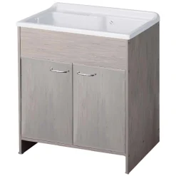 Lavatoio in kit per esterni effetto rovere 80x50 cm con ante