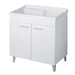 Lavatoio in nobilitato con piedini satinati bianco 80x50 cm