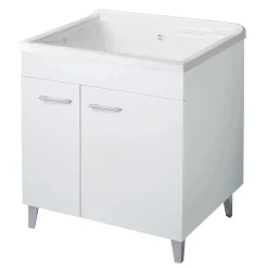 Lavatoio in nobilitato con piedini satinati bianco 75x60 cm