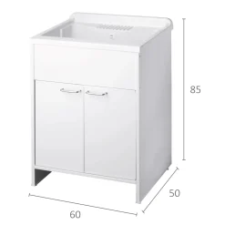 Lavatoio per esterni con ante bianco 60x50 cm