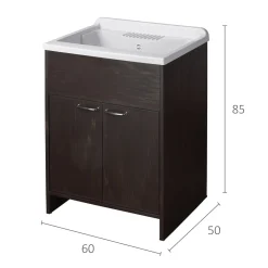 Lavatoio per esterni con ante bianco effetto wengè 60x50 cm