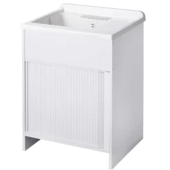 Lavatoio per esterni con serrandina salvaspazio bianco 60x60 cm