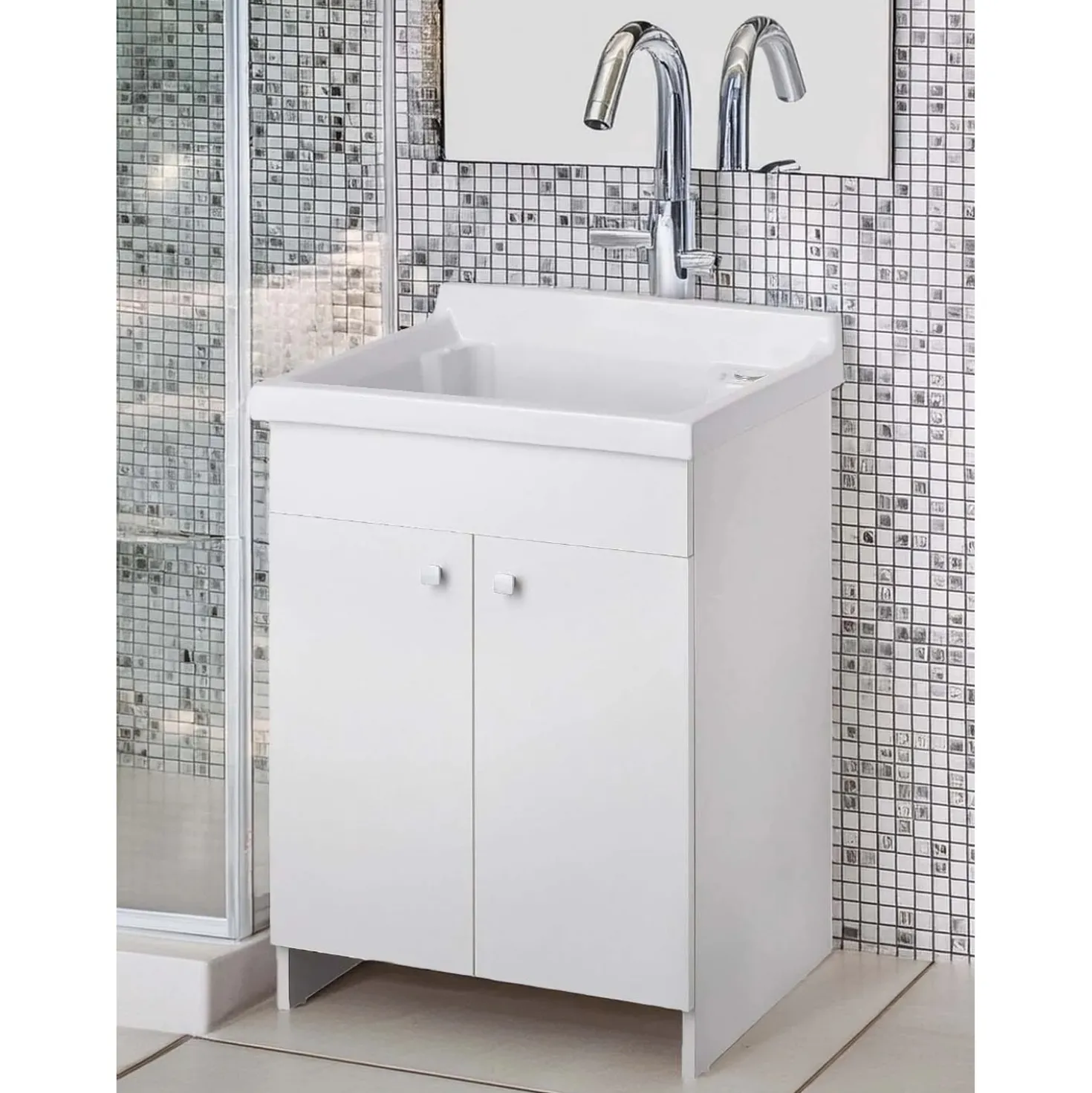 Lavatoio per interni con vasca in ceramica