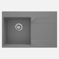 Lavello 1 vasca con gocciolatoio destra Idrostile Banes 500x195 mm Grigio Met