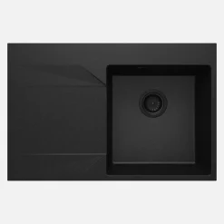 Lavello 1 vasca con gocciolatoio sinistra Idrostile Banes 500x195 mm Grafite Met
