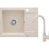 Lavello 1 vasca con gocciolatoio Idrostile Martí con rubinetto 440x164 mm Beige