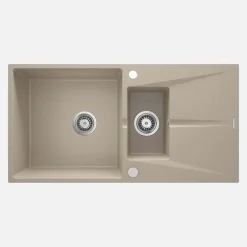 Lavello 1 vasca e mezza gocciolatoio Idrostile Bayamo 500x215 mm sabbia