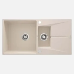 Lavello 1 vasca e mezza gocciolatoio Idrostile Bayamo 500x215 mm beige