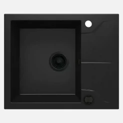 Lavello 1 vasca gocciolatoio quadrato Idrostile Florida 490x194 mm Nero