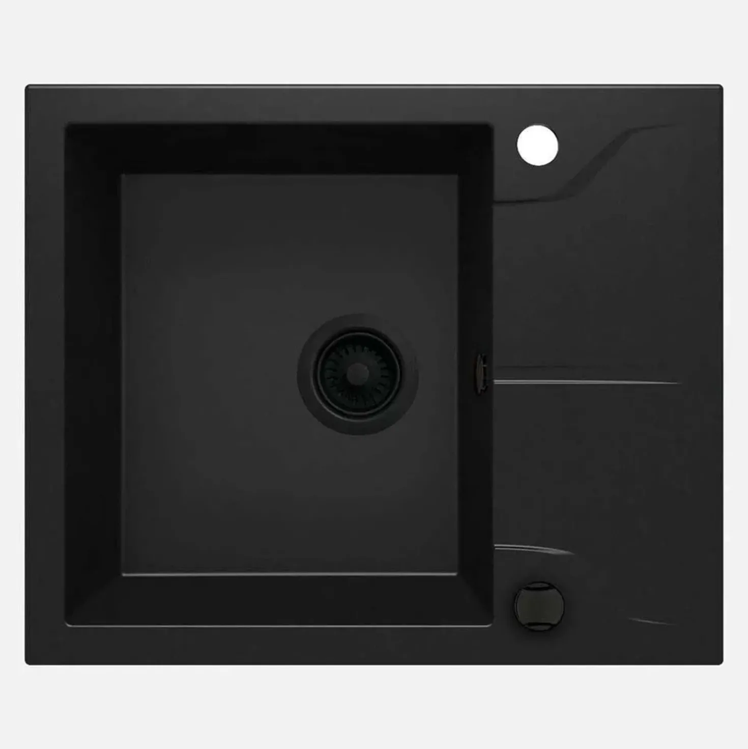 Lavello 1 vasca gocciolatoio quadrato Idrostile Florida 490x194 mm Nero