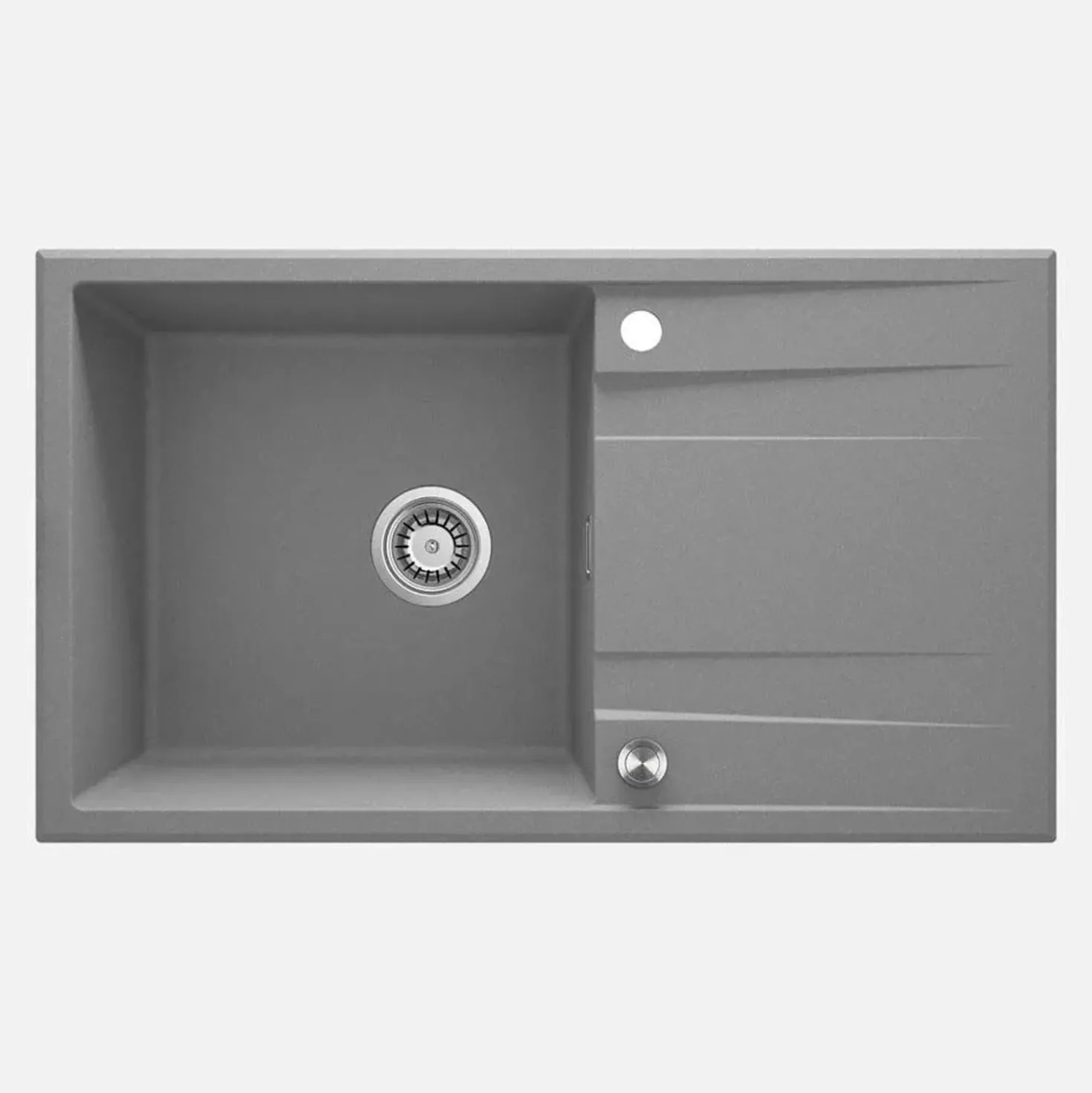 Lavello 1 vasca gocciolatoio Idrostile Güines sifone 500x209 mm grigio met