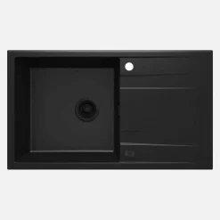 Lavello 1 vasca gocciolatoio Idrostile Güines 500x209 mm Nero