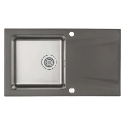 Lavello 1 vasca gocciolatoio Idrostile Mapos sifone 500x220 mm Antracite met