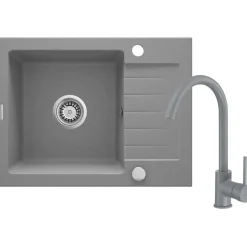 Lavello 1 vasca gocciolatoio Idrostile Martí rubinetto 440x164 mm Grigio Met