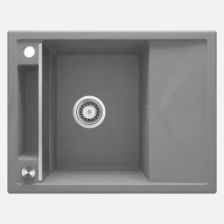 Lavello 1 vasca magnetico gocciolatoio quadrato Guayos 500x219 mm Grigio met
