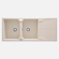 Lavello 2 vasche gocciolatoio Idrostile Florida sifone 500x224 mm beige