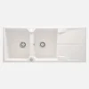 Lavello 2 vasche gocciolatoio Idrostile Florida sifone 500x224 mm alabastro