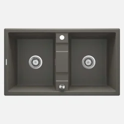 Lavello 2 vasche Idrostile Güines sifone 500x220 mm antracite metallizzato