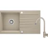 Lavello con rubinetto 1 vasca con gocciolatoio Idrostile Martí 440x160 mm sabbia