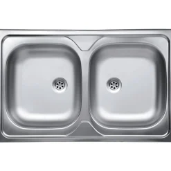 Lavello da appoggio 2 vasche 80 cm inox