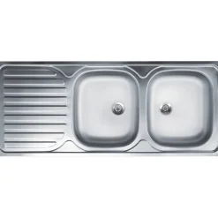 Lavello da appoggio 2 vasche dx 120 cm inox