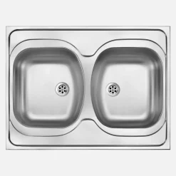Lavello da appoggio 2 vasche Idrostile Guantánamo 600x130 mm acciaio inox