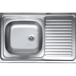 Lavello da appoggio 1 vasca sx 80 cm inox