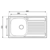 Lavello da incasso 1 vasca dx gocciolatoio a sx 86x50 cm inox