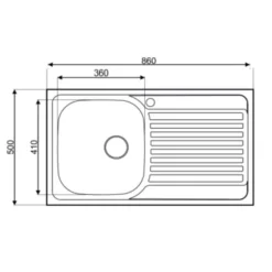 Lavello da incasso 1 vasca dx gocciolatoio a sx 86x50 cm inox