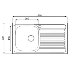 Lavello da incasso 1 vasca sx gocciolatoio dx 86x50 cm inox