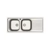 Lavello da incasso 2 vasche sx gocciolatoio dx 116x50 cm inox