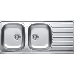 Lavello da incasso 2 vasche sx 116 cm inox