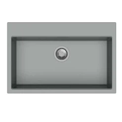 Lavello da incasso in quarzo 1 vasca 78x51 cm grigio