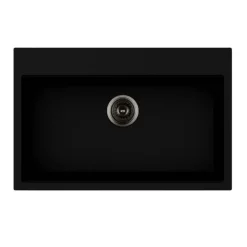 Lavello da incasso in quarzo 1 vasca 78x51 cm nero