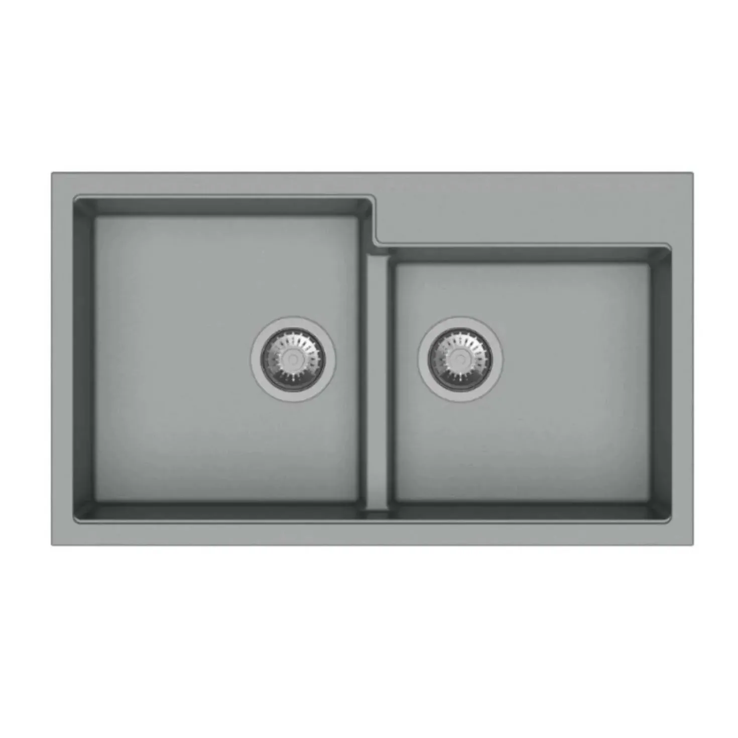 Lavello da incasso in quarzo 2 vasche 86x50 cm grigio