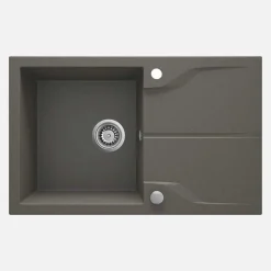 Lavello granito 1 vasca gocciolatoio Idrostile sifone 490x194 mm grigio