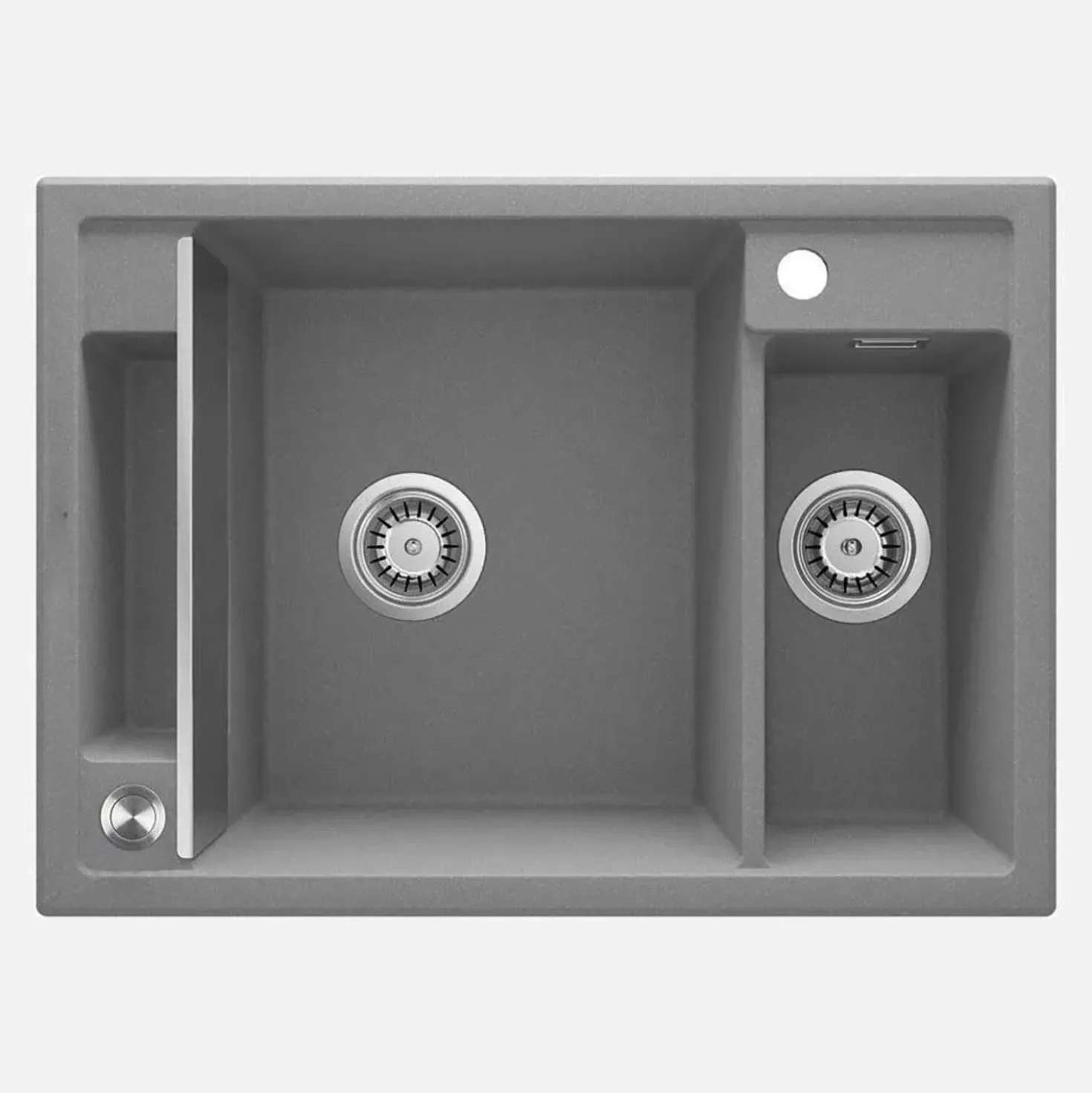 Lavello granito magnetico 1.5 vasche Idrostile sifone 500x219 mm grigio