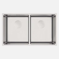 Lavello incasso 2 vasche Idrostile con sifone 440x200 mm acciaio spazzolato