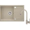 Lavello rubinetto 1 vasca gocciolatoio Amancio sifone 440x164 mm sabbia