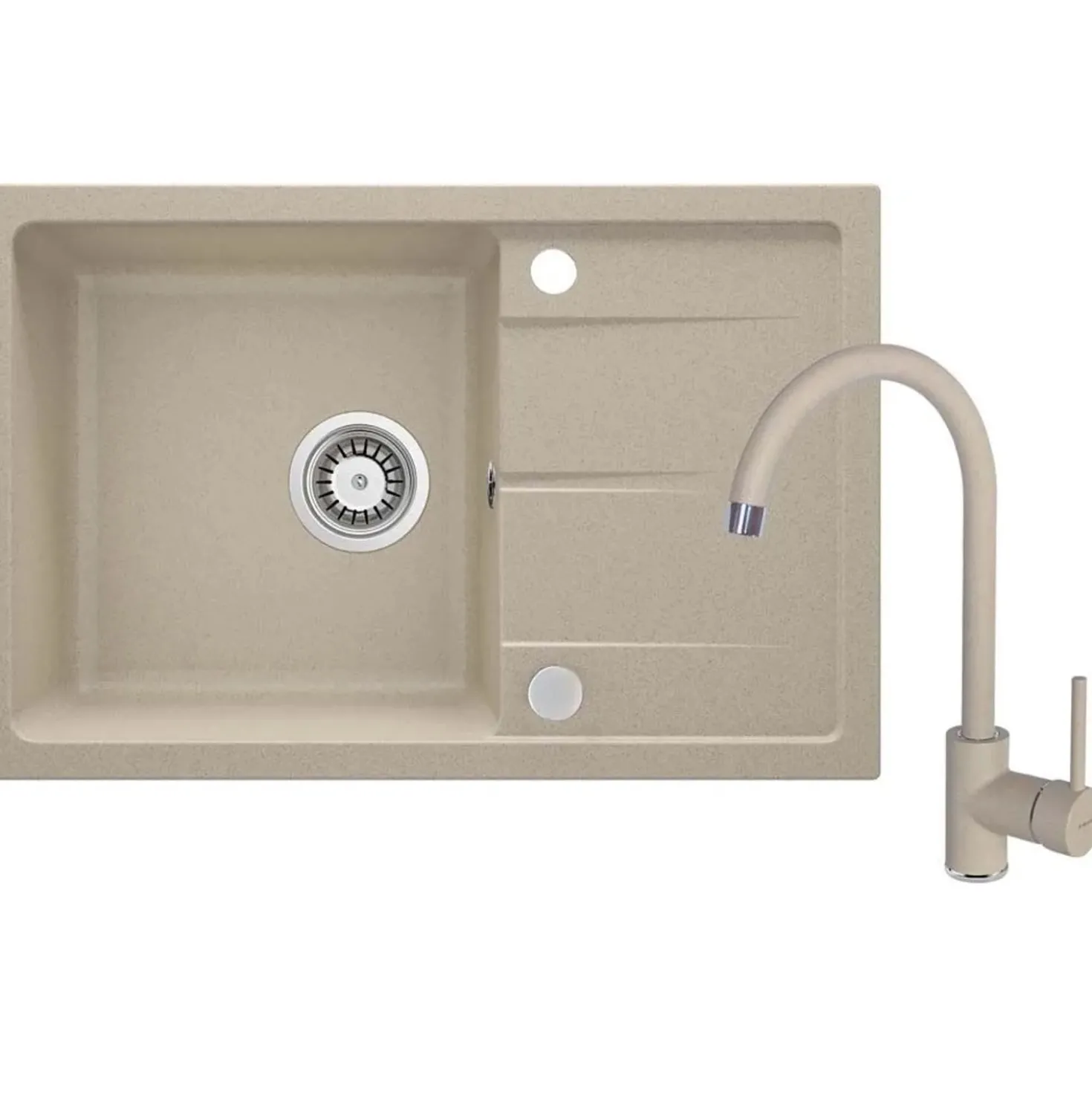 Lavello rubinetto 1 vasca gocciolatoio Amancio sifone 440x164 mm sabbia