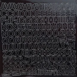 Letterfix alfabeto e numeri adesivi nero 12 mm