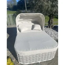 Lettino doppio Sunlounge Agapanthus in alluminio bianco 2 posti